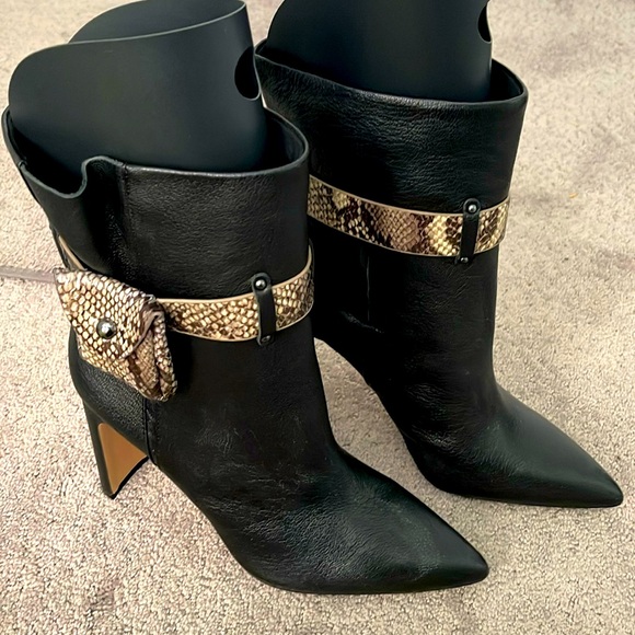 Jessica Simpson Shoes - New Jessica Simpson leather bootie w snake skin side pocket size 8.5